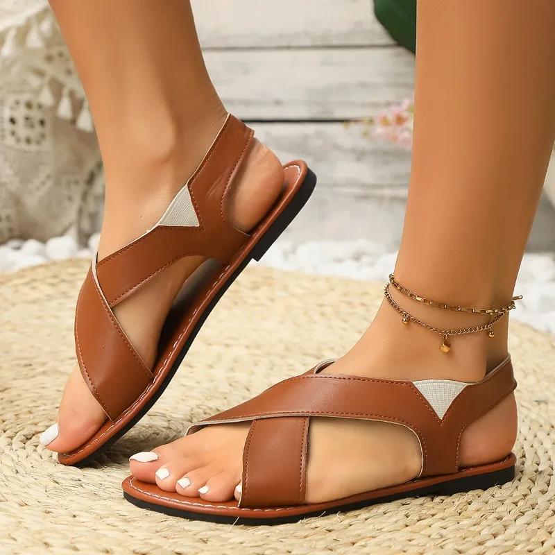 2025 Hot Sale Ladies Shoes Open Toe Women's Sandals Plus Size Casual Best Seller Summer Light Comfortable Flat Sandals