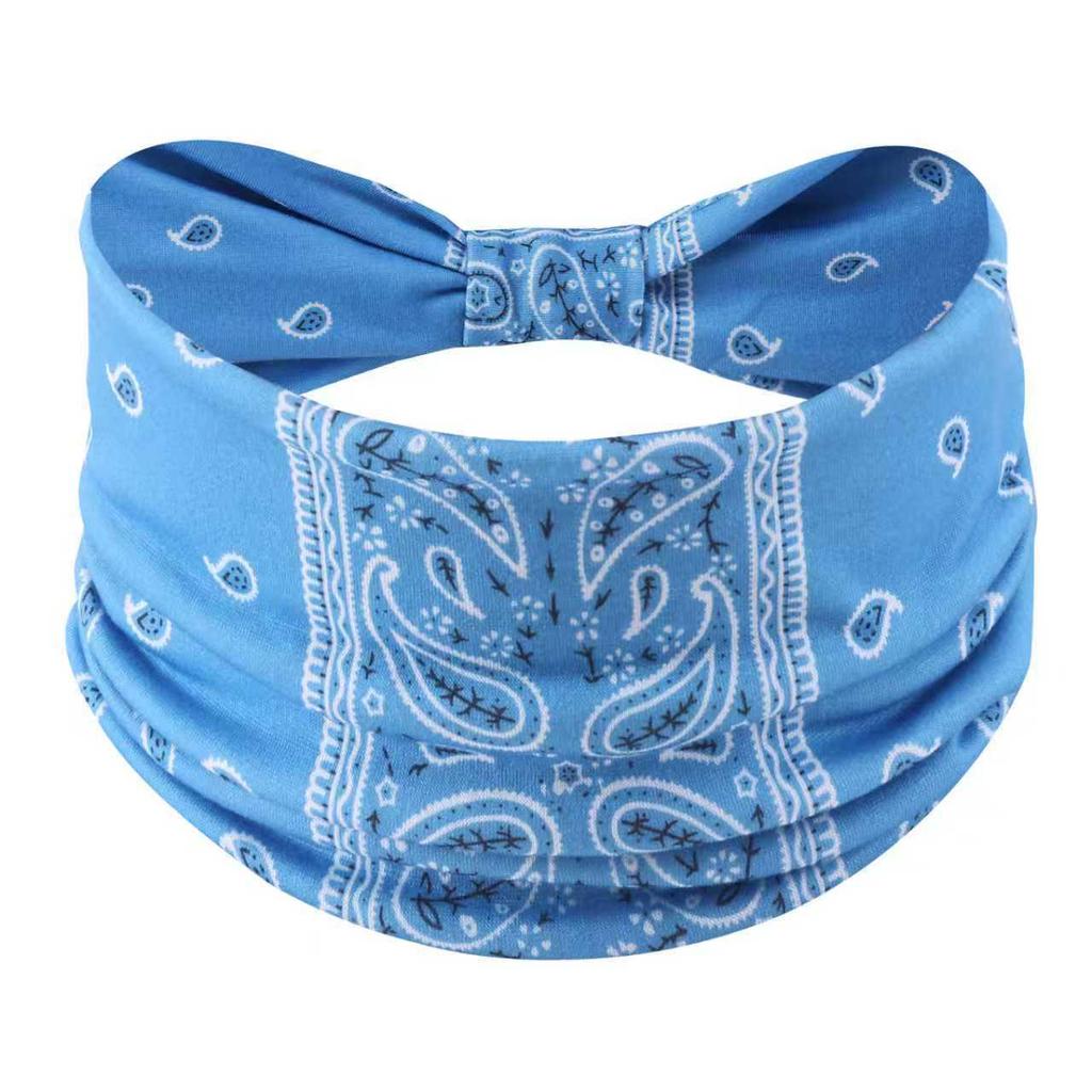 Bohemian Style Elastic Sports Headband: Women's Wide Edge Cashew Flower Headscarf