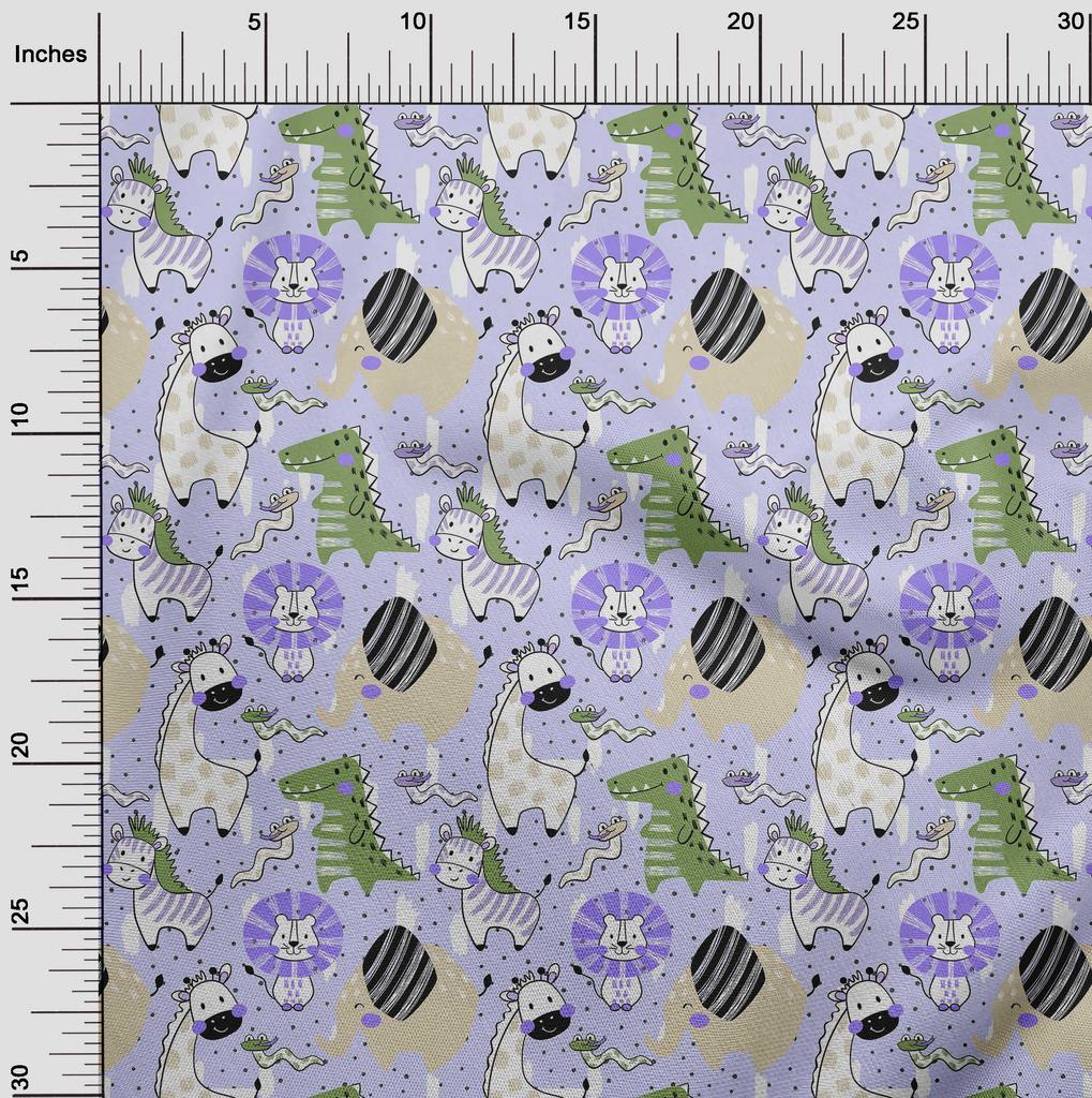 oneOone Cotton Flex Amethyst Fabric Kids Cutie Animal Sewing Material Print Fabric by The Yard 40 Inch
