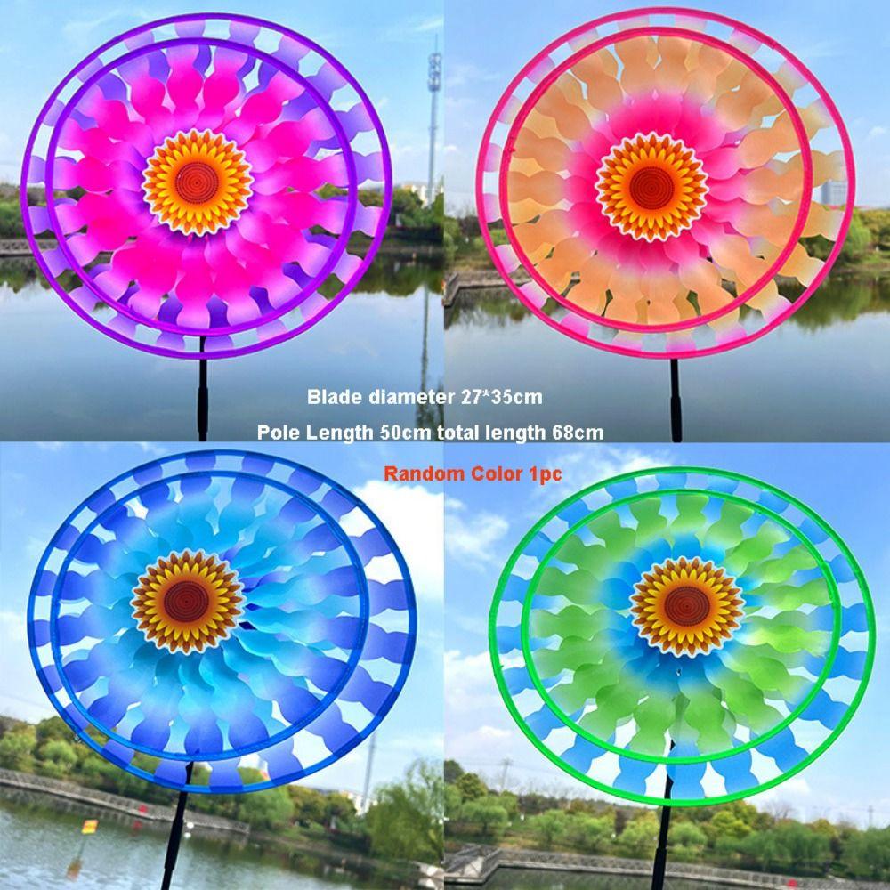 Multistyles Sunflower Windmill PVC Stake Standing Lawn Flower Pinwheel  Outdoor Party Picnic Decor