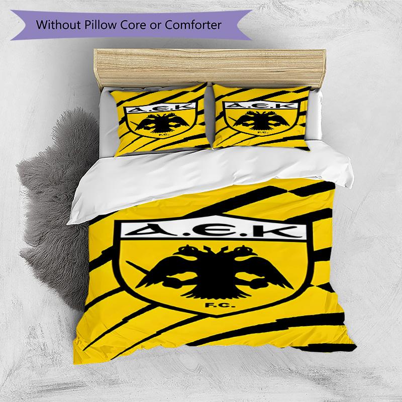 3pcs Duvet Cover Set (1*Duvet Cover + 2*Pillowcase, Without Core), AEK Athens FC Print Bedding Set, Bedroom Decor, All‑Season, Birthday Gift