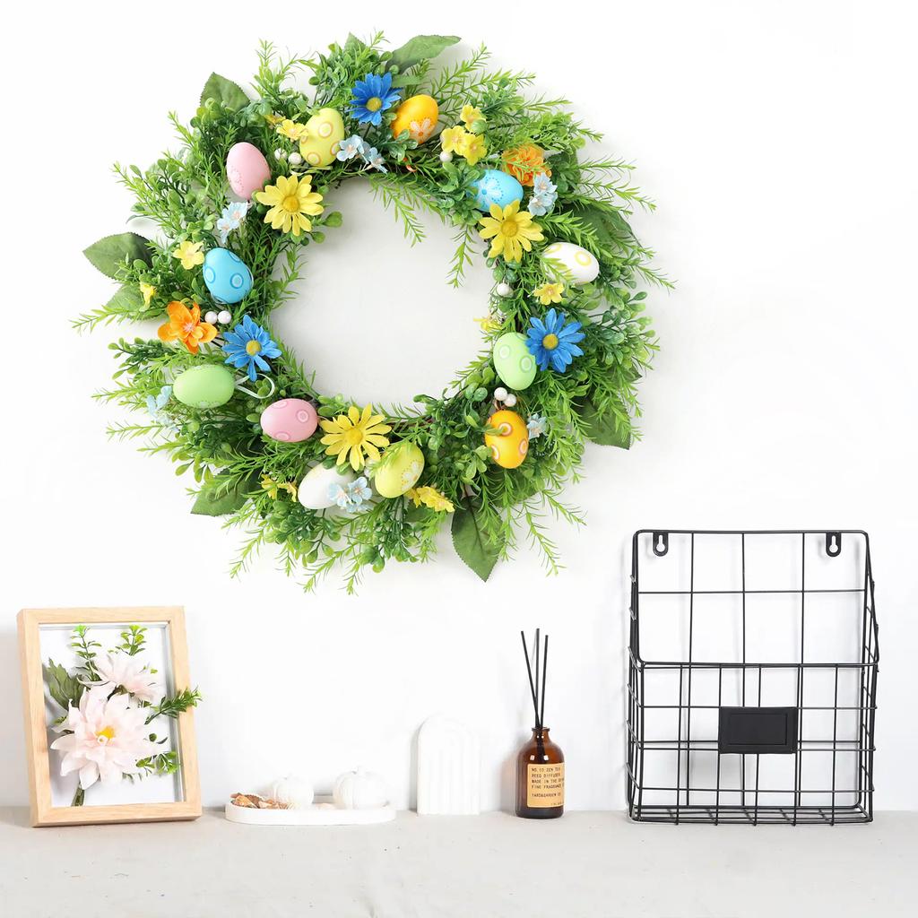 Handmade Easters Flower Wreath Beautiful Festival Easters Eggs Wreath Decoration for Shop Window and Home Door