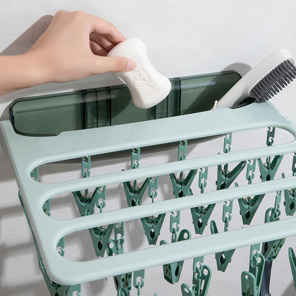 Windproof 24 Clips Clothes Hanger Plastic Cloth Drying Rack Underwear Drying Rack for Home
