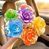 Colorful Eternal Roses Handcrafted Simulated Rose Bouquet Gold Foil Rose Flower  Party Decoration