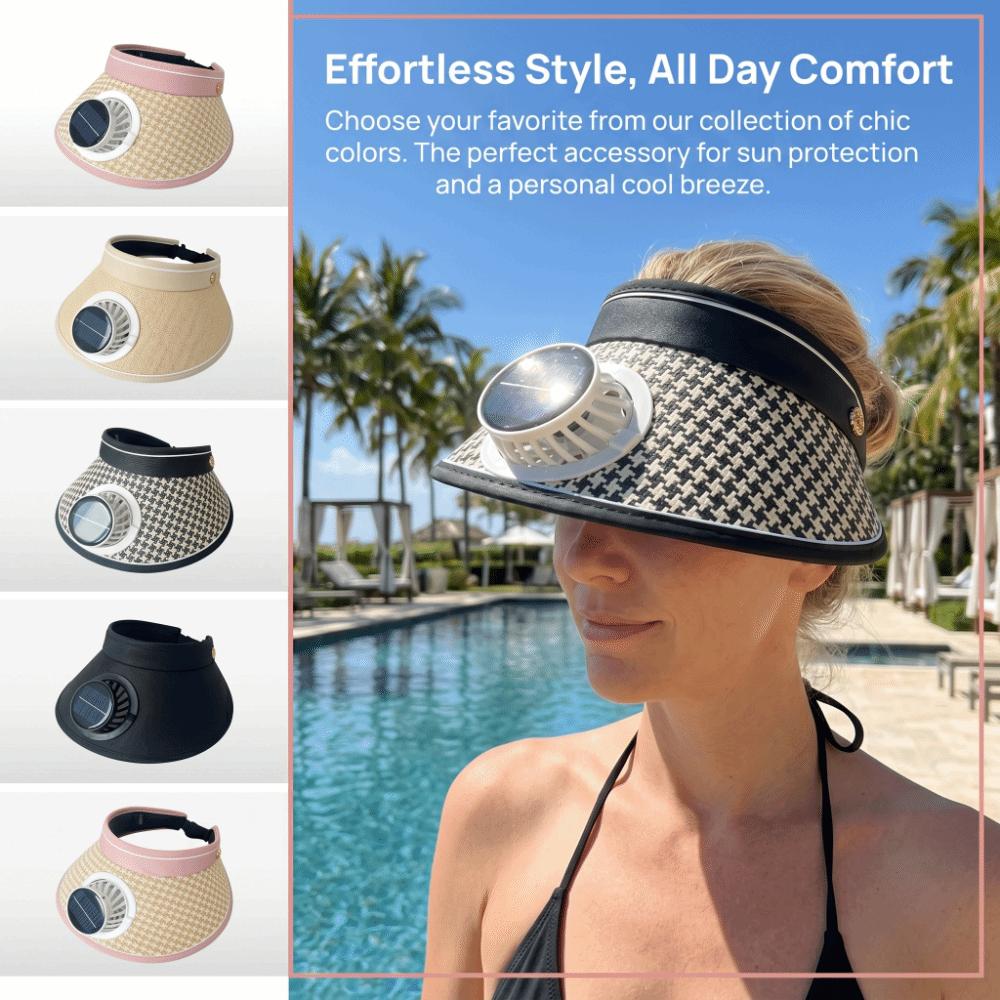 Breathable Solar Fan Hat Folding Cooling Sunshade Hat Comfortable To Wear Sun Hat with Fan  Hiking