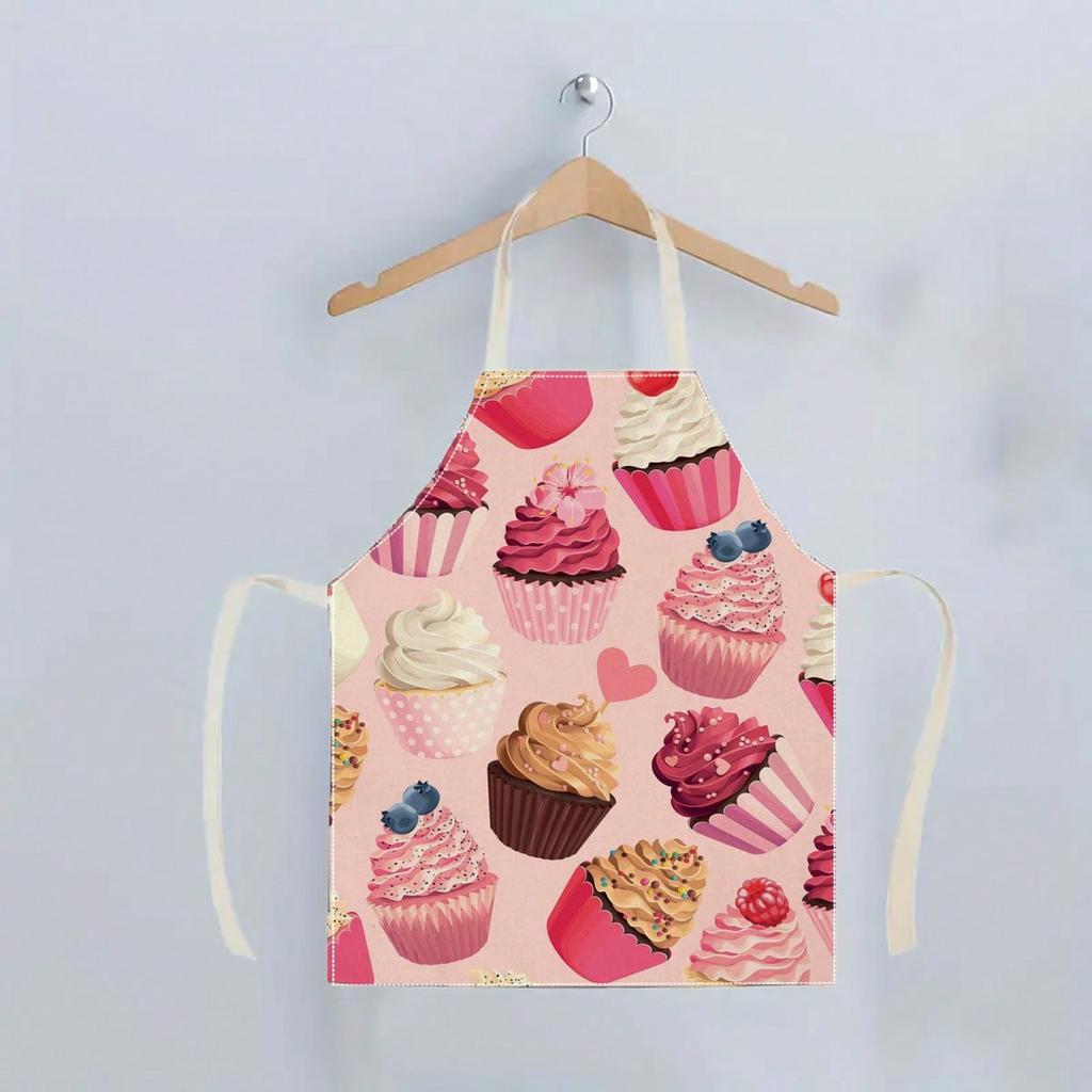 Cute Food Print Apron, Cartoon Baking Pastry Kitchen Bib, Sweet Fruit Ice Cream Cooking Apron, Novelty Gift for Women