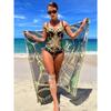 Underwire Women Sexy Swimsuit 2 Piece Swimwear Slim Monokini Chains Print Push Up Bikini Black Blue Green Beachwear Light Luxury