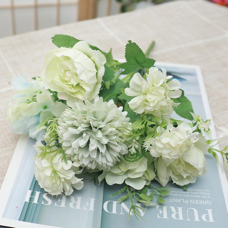 

Искусственные цветы розового пиона, розы, гортензии для украшения, шелковые цветы, центральные украшения стола для свадьбы, домашней вечеринки, декора на открытом воздухе