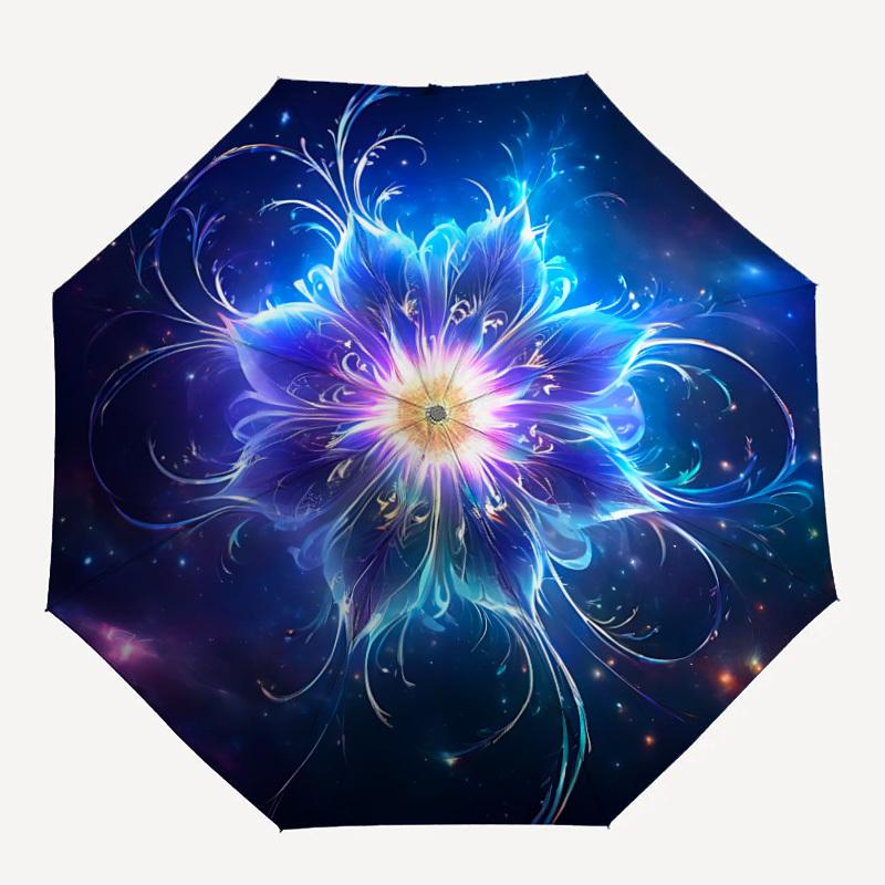 1pc Floral Mandala Design Automatic Folding Umbrella Durable Iron Frame,All Seasons Home Travel Outdoor Multifunctional Umbrella yy251115121