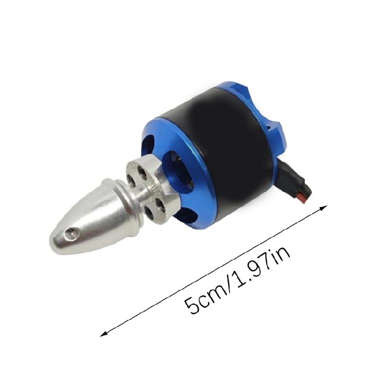 Model Aircraft 1200Kv Brushless Motor with Brushless Construction, Metal Housing, Visible Front Mounting Holes, Shaft Adapter, and Rear External Wire