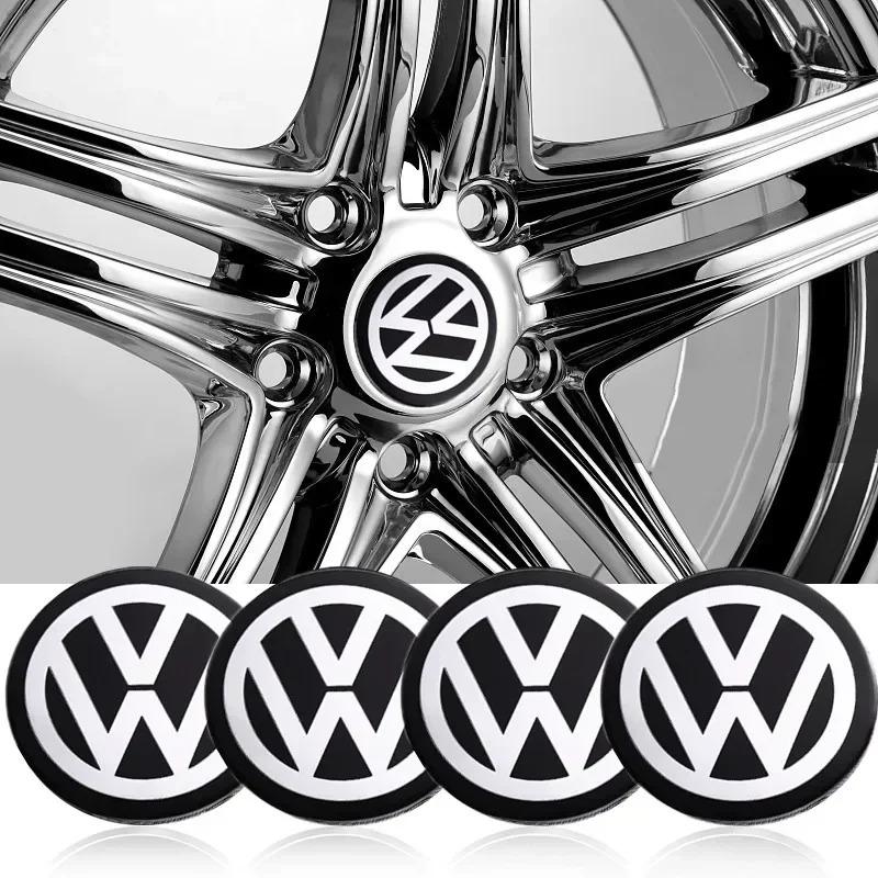 FD01-4PCS 56mm 65mm Car Wheel Center Hub Emblem Sticker for VW Volkswagen Golf Polo Passat Touran Jetta Accessories