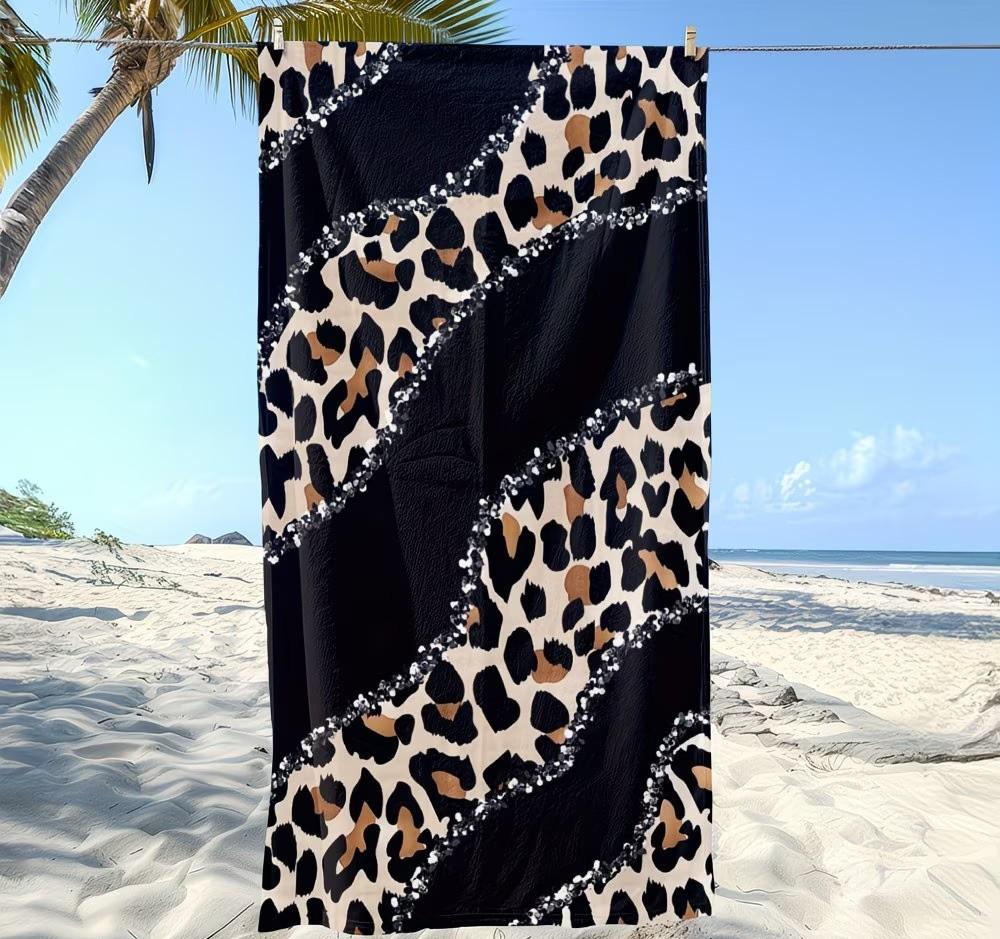 Großes Mikrofaser-Strandtuch Übergröße Leopard Badetuch Vielseitig Schnelltrocknend Reisedecke Mehrzweck-Yogamatte Sommerurlaub