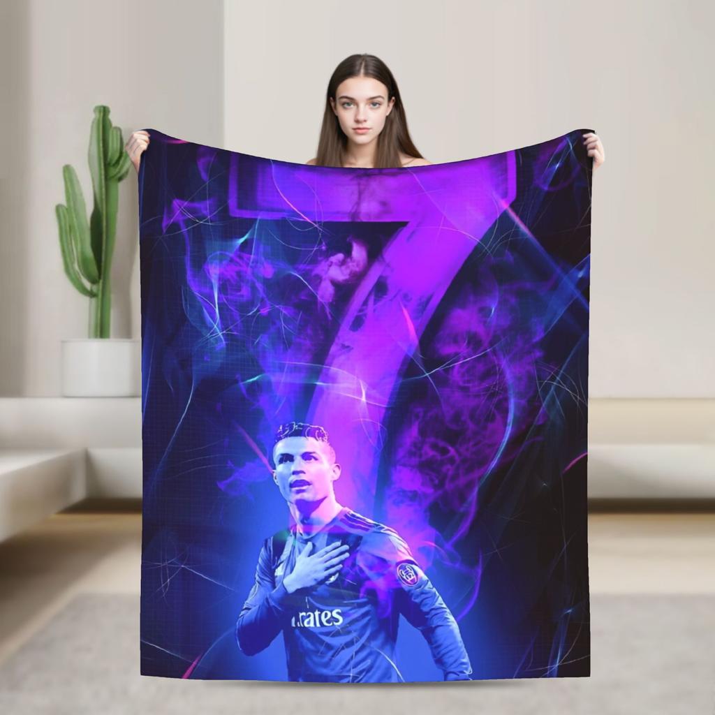 Football CR7 Blankets Coral Fleece Plush Ronaldos Ultra-Soft Throw Blanket for Outdoor Travel Bedspread