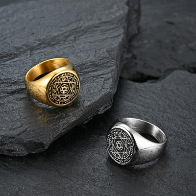 Twelve Constellation Guardian Titanium Steel Ring European and American Style