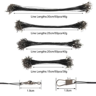 20 Stück Stahl-Fischvorfächer - Bissfeste Wirbel mit Bleikern (20-30 cm) für Salzwasser-/Barschfischen
