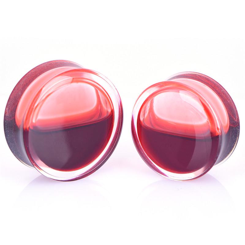 Blood Red Liquid Filled Ear Plugs Flesh Tunnels Earrings Saddle Gauges Jewelry