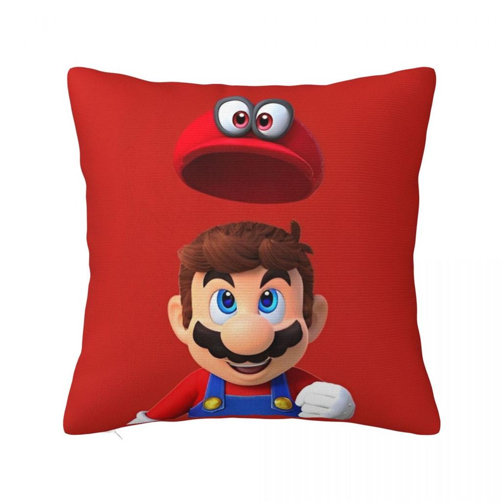 Marios Square Pillowcases Polyester Seat Luigi Mushroom Yoshi Cushion Cover Funny Pillow Cover 45*45