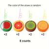 8pcs Creative Cartoon Fruit-Shaped Cups with Straws , Watermelon, Lemon, Orange, Kiwi Design , Reusable Plastic Food-Safe Drinking Cups