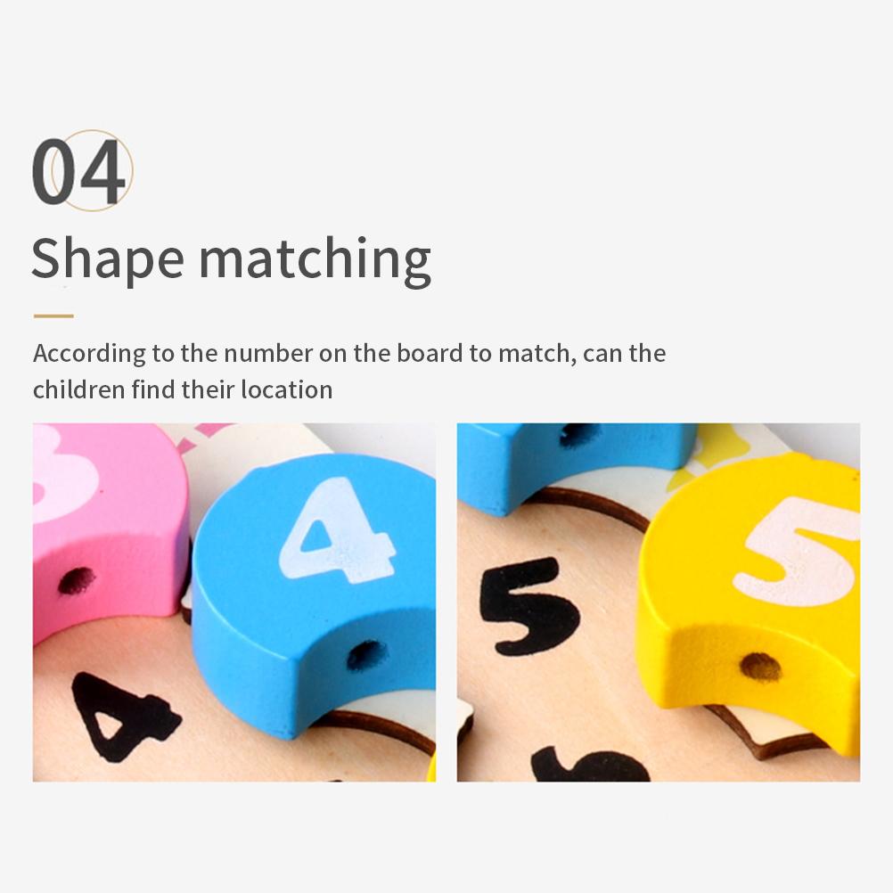 Mărgele de lemn cu viermi pentru înșirat, Mărgele cu numere, Joc de înșirat, Jucărie, Jucărie educativă pentru matematică timpurie