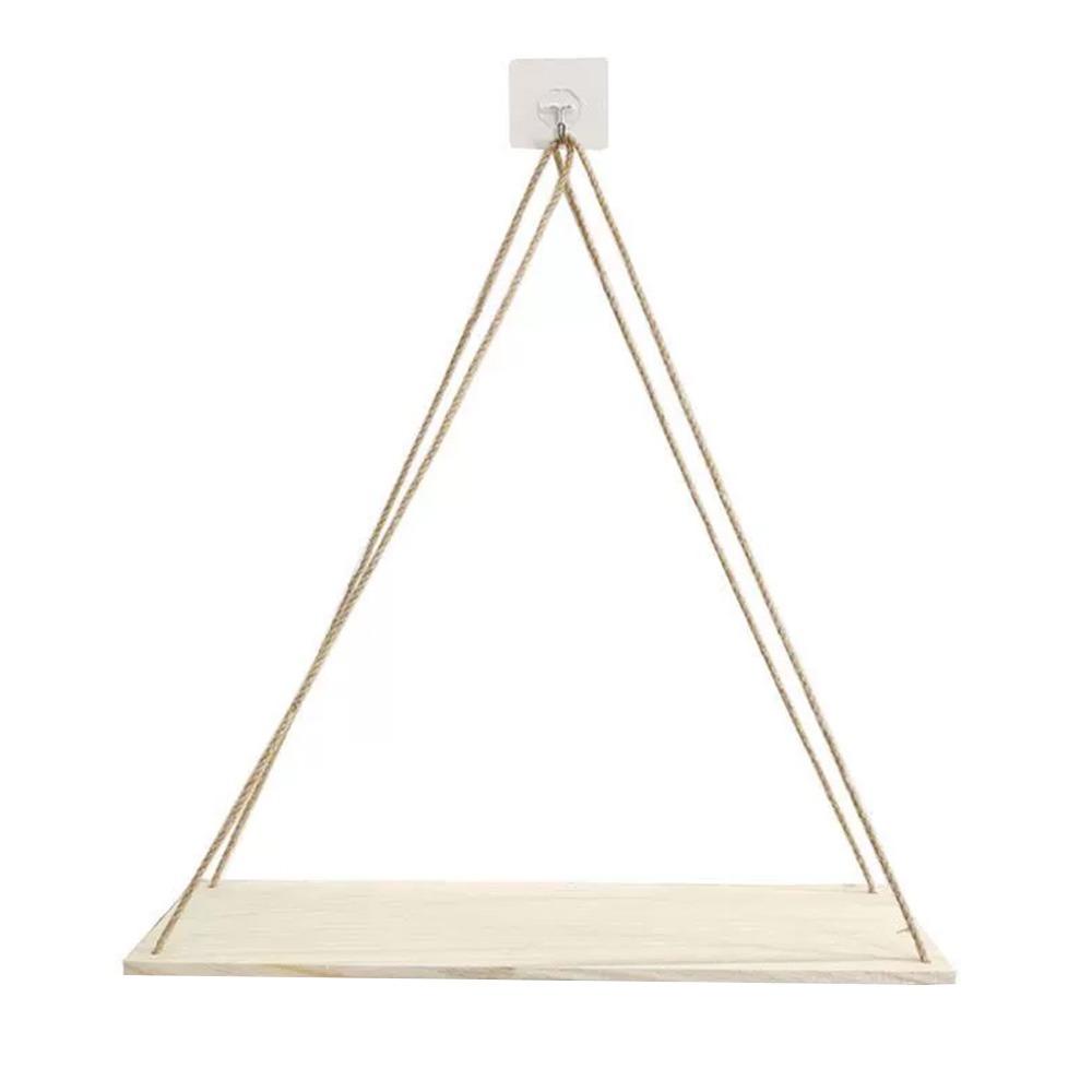 Dřevěná houpačka na zeď Visící konopné lano Plovoucí Dekorativní rostlina Květináč Podnos Úložné lano Police na knihy