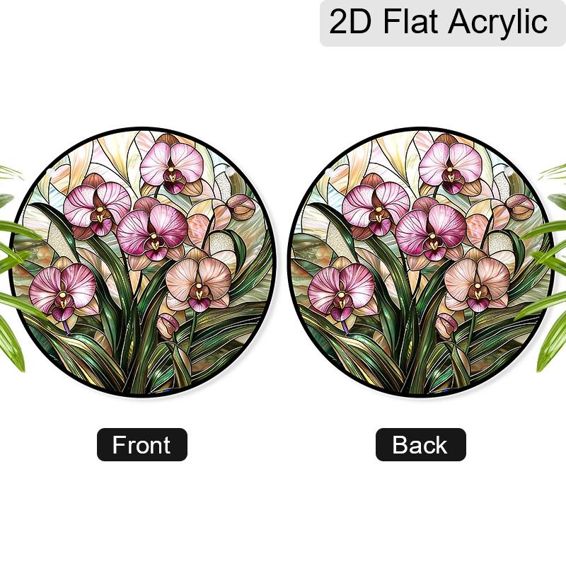 Acrylic Orchid Flower Suncatcher Stained Glass Effect Window Hanging Ornament Floral Gift for Home