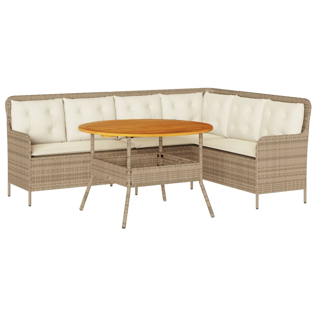 2 Piece Garden Sofa Set with Cushions Beige Poly Rattan