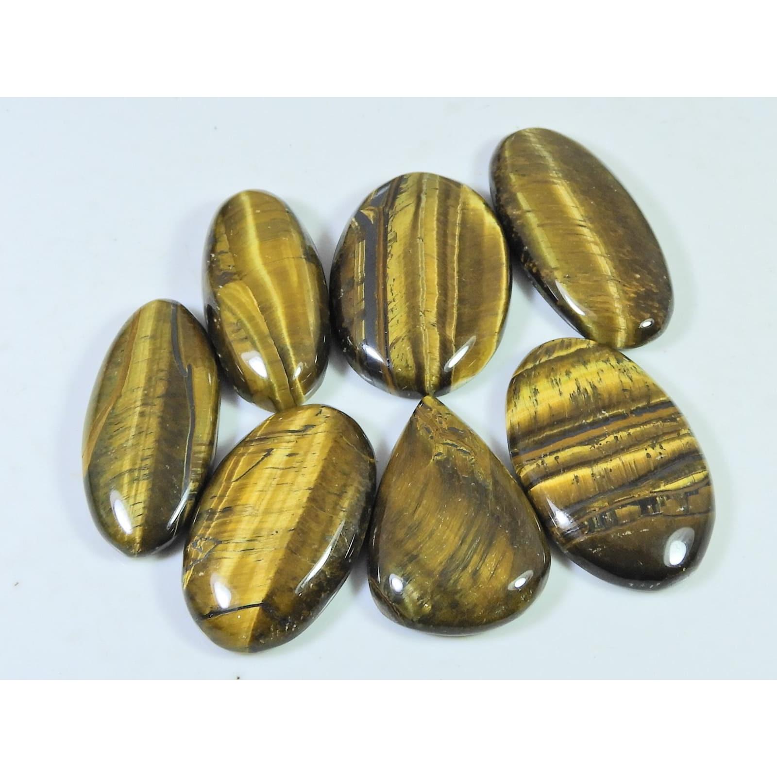 209Cts. Natural Tiger Eye Oval Cabochon Loose Gemstone 7Pcs Lot 28-31 MM A-821