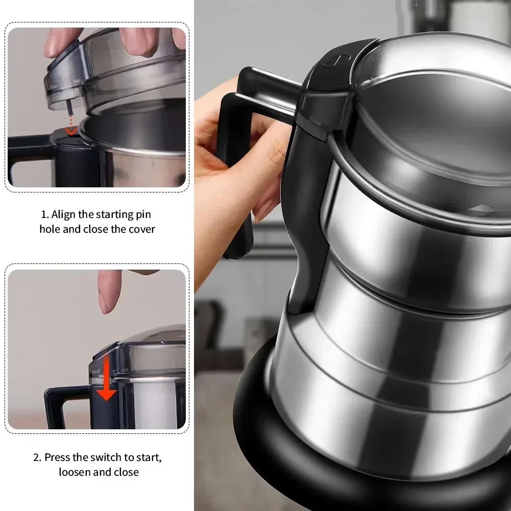 Högeffekts elektrisk kaffekvarn Köksflingor Nötter Bönor Kryddor Korn Kvarnmaskin Multifunktionell hemkaffekvarn