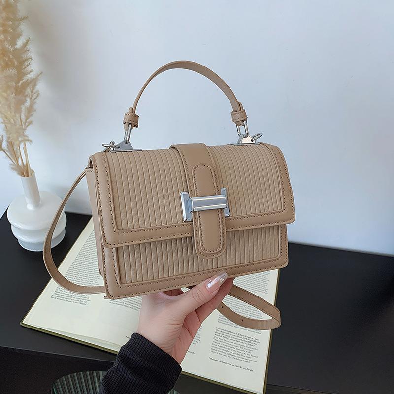 Einfache und modische gestreifte kleine quadratische Tasche Damen neue High-End vielseitige Handtasche Einzel-Schulter Umhängetasche
