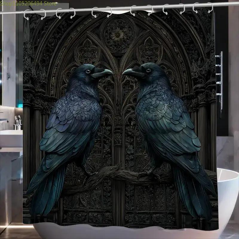 1 Gothic Literature Reading Club Fantasy Festival Bathroom Curtain | 180*180cm Polyester Sateen Unlined Curtain with 12 Hooks,
