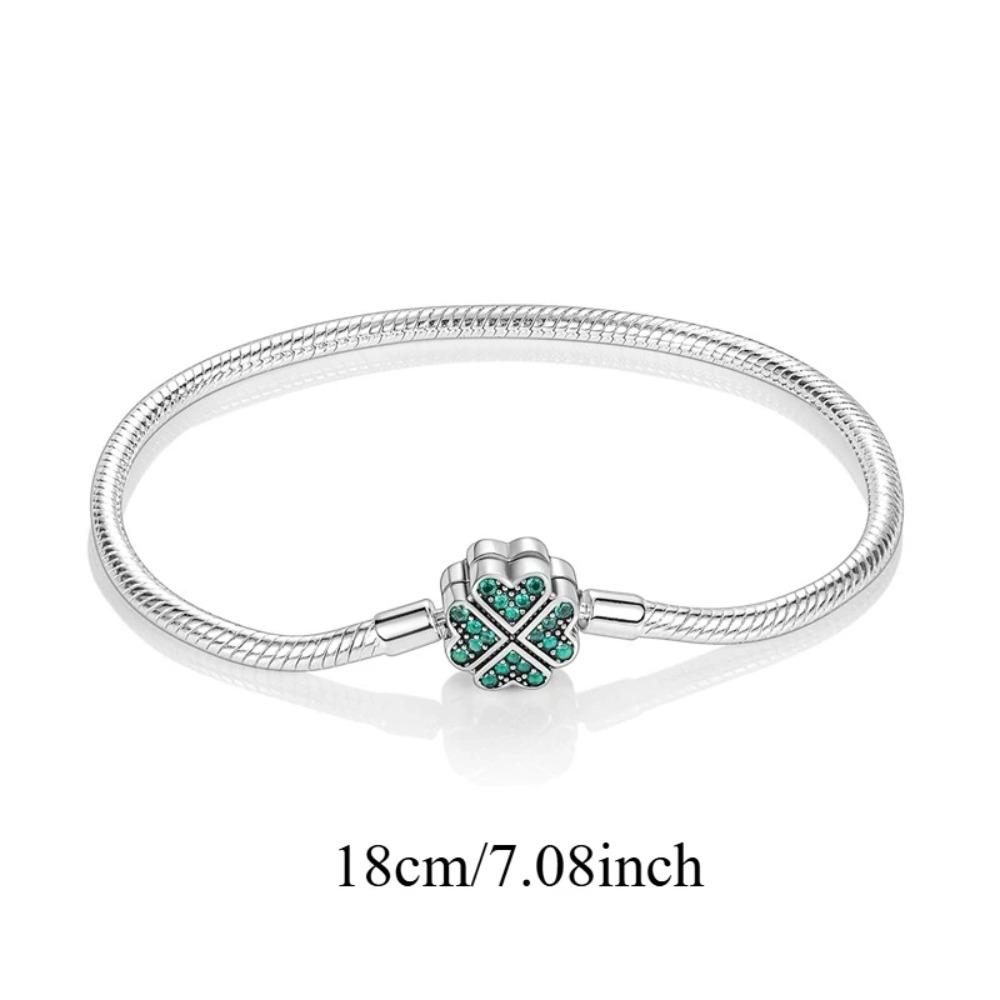 925 Silver Four Leaf Clover Pendant Green Lucky Charm Beads DIY Jewelry for Women Bracelet Making Diy