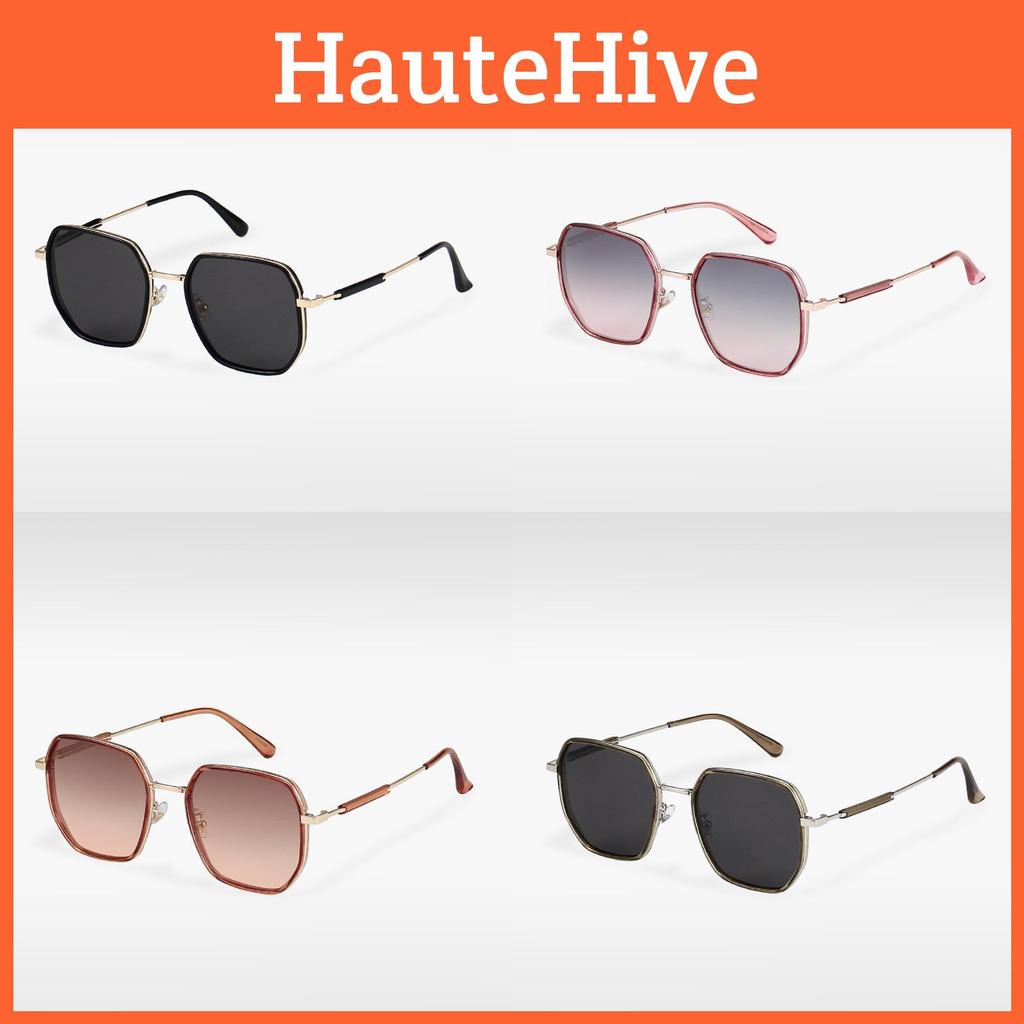 P28123 Fashion New Polarized Sunglasses Men Metal Square Frame Sunscreen Glasses Women Big Face Slimming Personalized Eyewear Uv375
