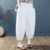Vintage Harajuku Loose Cotton Linen Bloomers Pants Women Summer Oversize High Waist Elastic Korean Pockets Y2k Pants