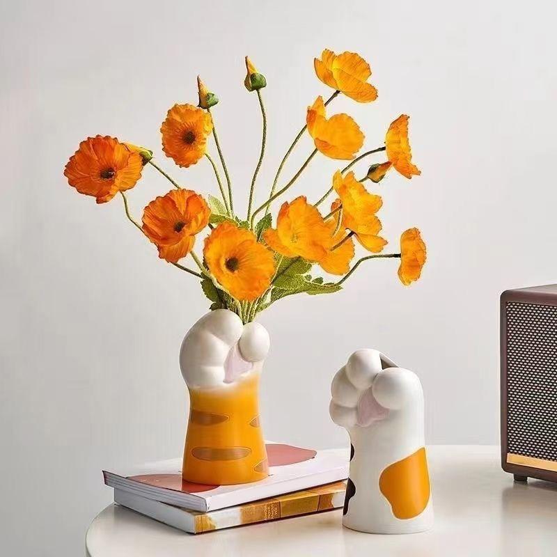 Kreative Vase Katze Pfote Ornamente Niedlich Schreibtisch Wohnzimmer Zuhause Veranda TV-Schrank Büro Blumengesteck Dekorationen