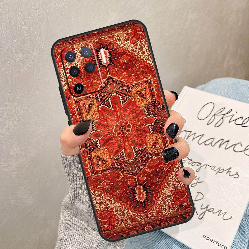 Persian Carpet Floral Pattern Case For Oppo A54 A74 A94 A17 A57 A77 A76 A16 A96 A18 A60 A80 A40 A38 A58 A78 A98 A15 A5 Pro