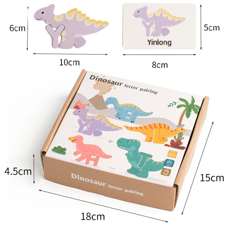 Children's Wooden Dinosaur Letter Cognitive Matching Puzzle Montessori Hand Eye Coordination Training Educational Toys