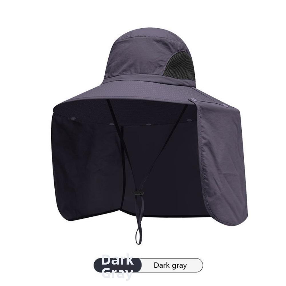 

New Anti-UV Fisherman Hat Wide Brim 50+UPF Protection Bucket Hat Adjustable with Neck Protection Shawl Beach Cap Summer темно серый