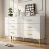 Commode à 6 tiroirs – Armoire blanche avec portes et tiroirs pour salon et chambre, Dimensions: H76/L120/P40 cm