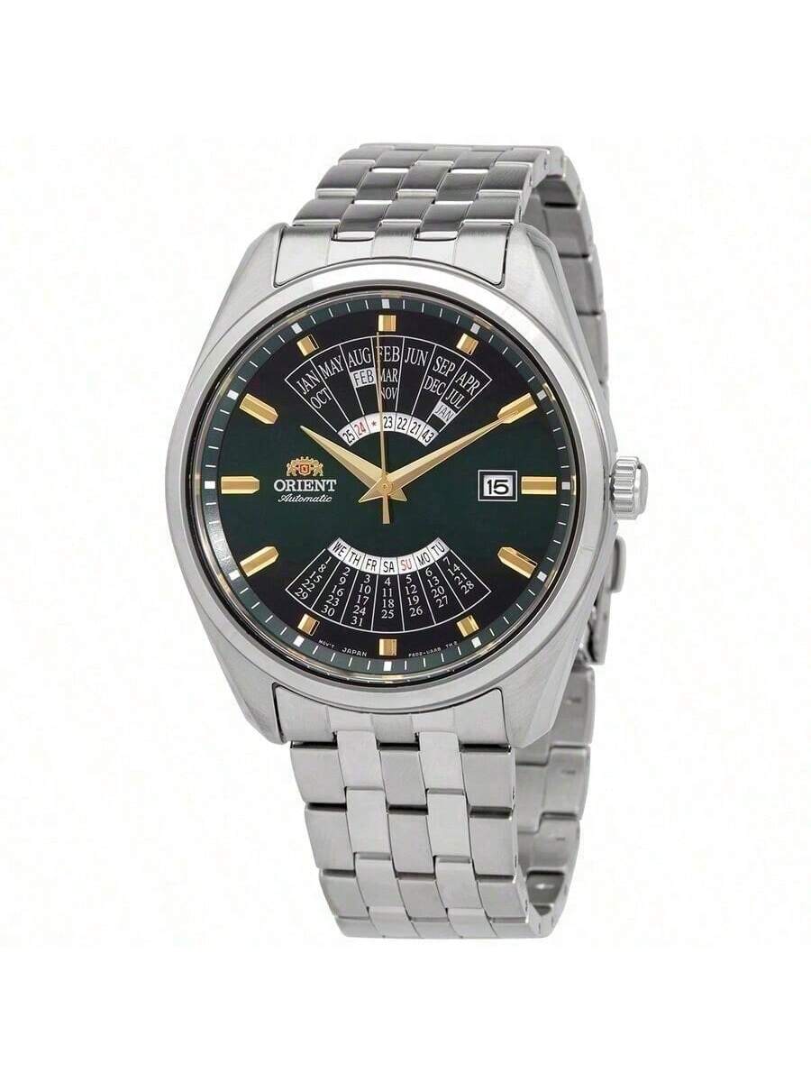 

Мужские часы Полностью автоматические механические часы Вечный календарь Большой циферблат Стальной ремешок Водонепроницаемые Повседневные часы Стальной ремешок Зеленый циферблат RA-BA0002E10B