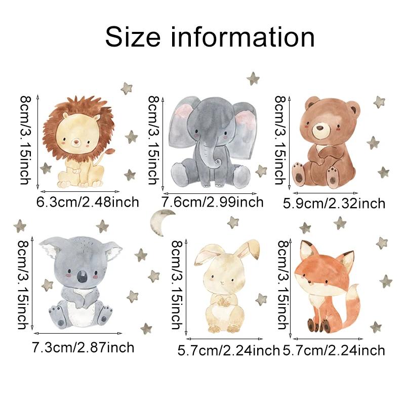 6pcs/set Cartoon Animals Wall Stickers For Children's Room Baby Room Decoration Switch Stickers Kids Room Nursery Wall Decals