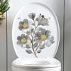 Selbstklebender Wasserdichter Toilettenaufkleber 3D Silberne Blume Light Luxury für Badezimmer Toilettensitz Dekor