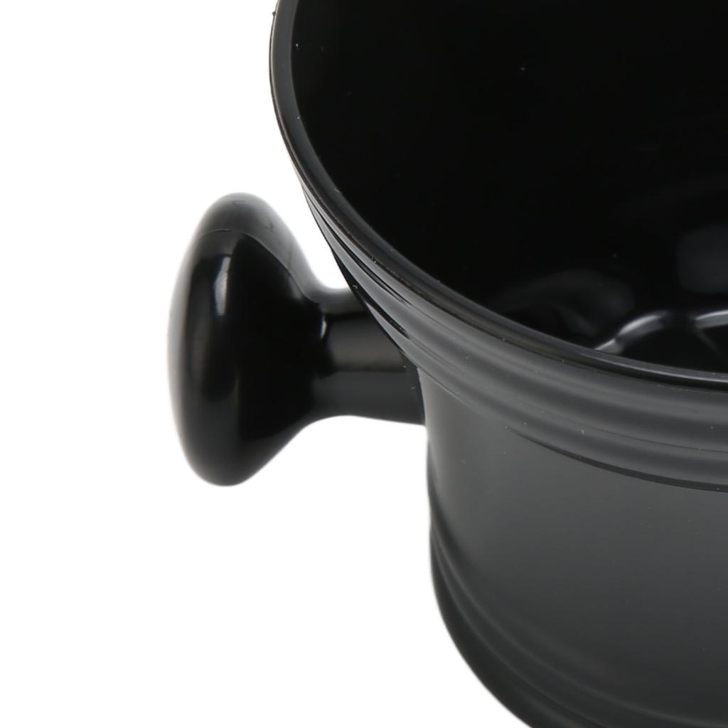 Shaving Soap Bowl Black Plastic Large Capacity Comfortable Grip Portable Shave Mug with Handle for Barber Home Travel