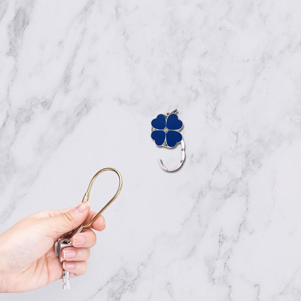 Fourleaf  External Bag Hook, Foldable Portable Hook Solid Color Leather Table Side Bag Hook Handbag Bag Hook