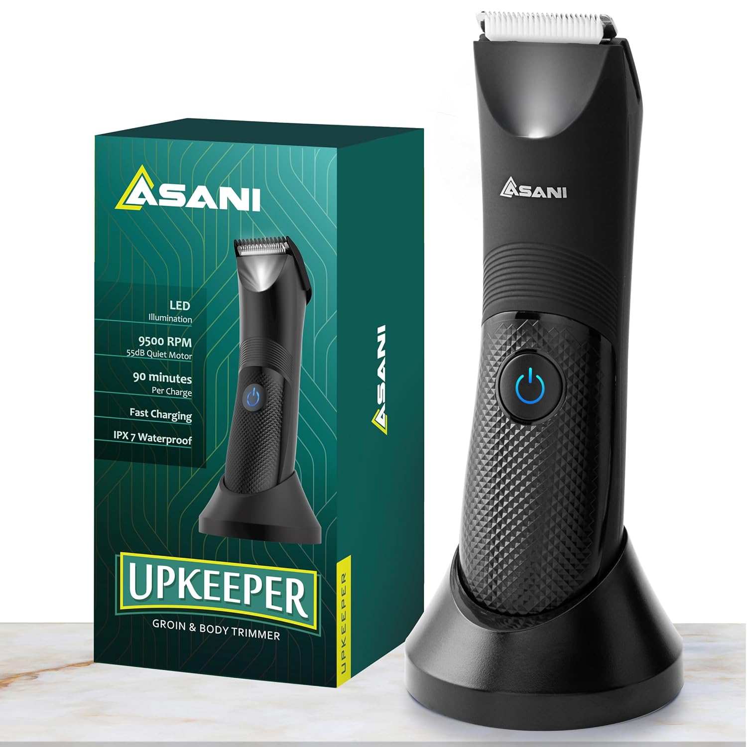 

Body & Groin Hair Trimmer for Men - USB-C Rechargeable Groomer Razor with Ceramic Blade, LED Light, United States