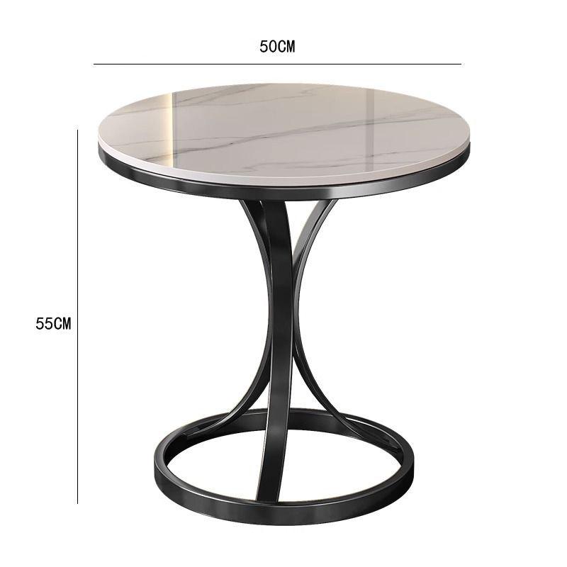 Elegant Sintered Stone Side Table - Marble Look, Small & Movable for Living Room or Balcony