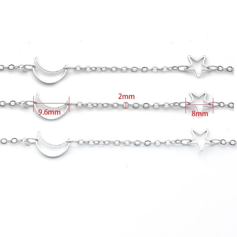 5Yard/Roll 2mm Hollowout Star Moon Link Chain Metal Copper Dangle Charm Chains For Jewelry Making DIY Bracelet Necklace Supplies