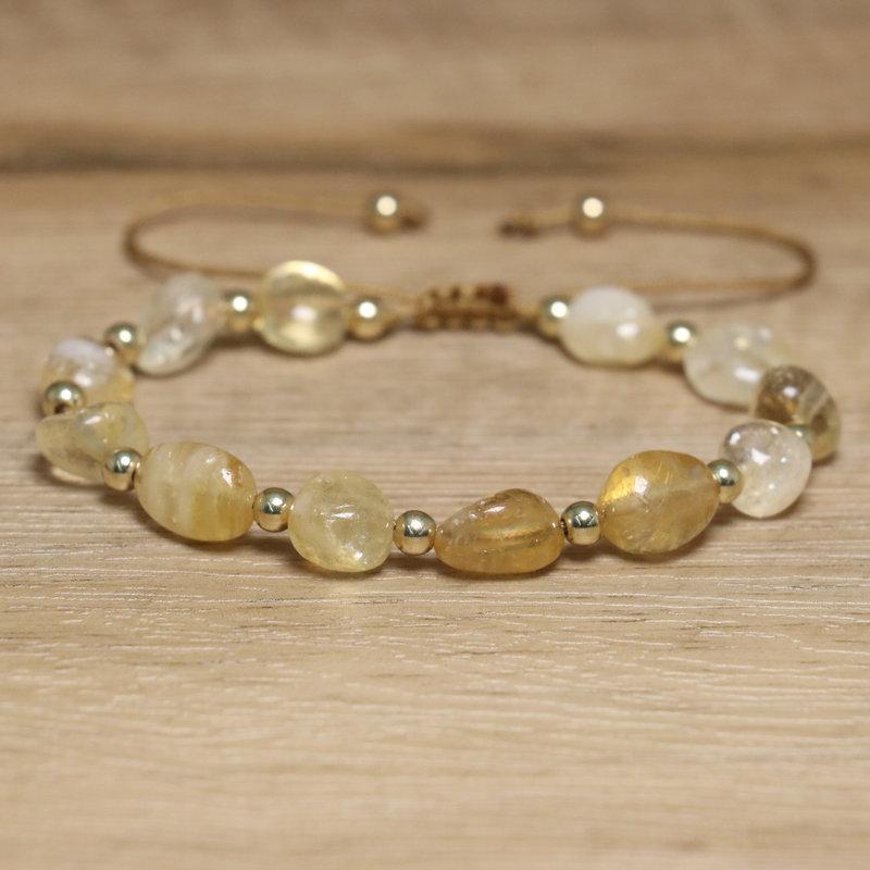 Tiger's Eye Oval Bead Bracelet – Gold Accent Adjustable Boho Jewelry, Courage Protection Gift for Men & Women