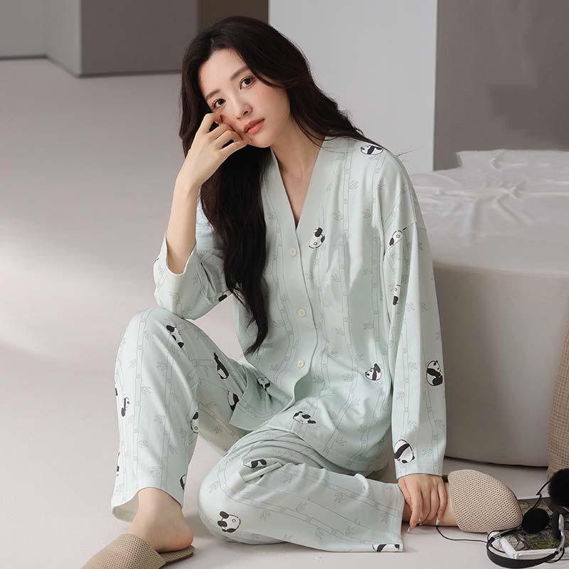 Set Pijama Damă 2024: Haine de casă cu mânecă lungă pentru primăvară, toamnă și iarnă. Perfect pentru Transmisiuni Live ale Micro-Afacerilor.