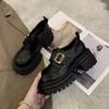 Thick-soled Thick-heeled British-style Small Leather Shoes for Women's 2025 New Height-increasing Jk Women's Shoes Single Shoes, Black Loafers for Wo