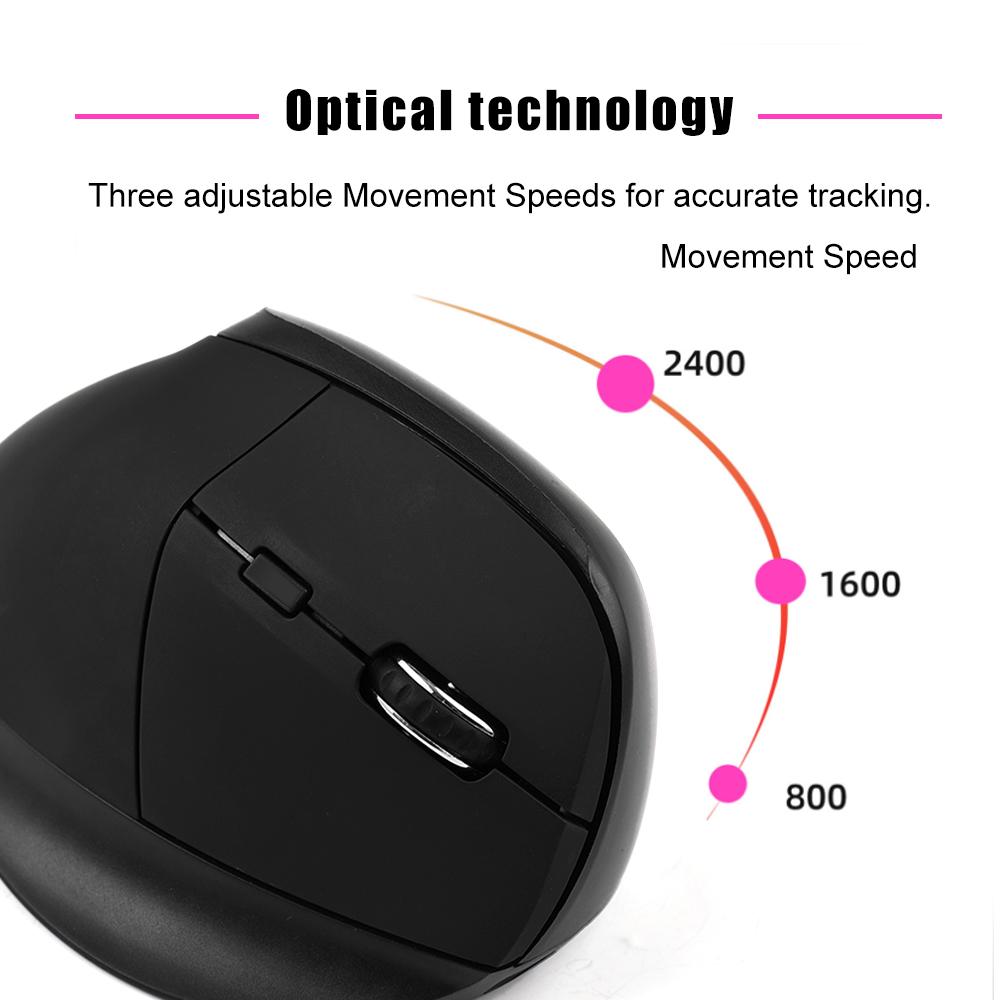 Vertical Mouse Wireless Rechargeable 2.4GHz Ergonomic Movement Speed 2400 6 Button Gaming & Office Mouse USB C Charging